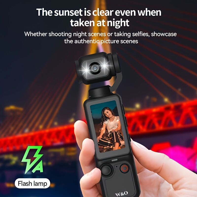 WHITE**4K HD 180° Rotating Anti-Shake Action Camera|1.9-Inch Screen + 2000mAh Battery, Compact & Portable Vlogging & Travel Companion — Streamlined Design, Durable, Ideal for Content Creators & Holiday Gifting**