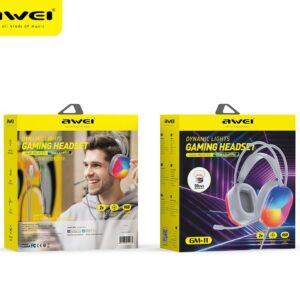 AWEI GM11 Wired Gaming Over‑Ear Headset, 50mm Driver 7.1 Surround Sound, USB & 3.5mm Jack,white