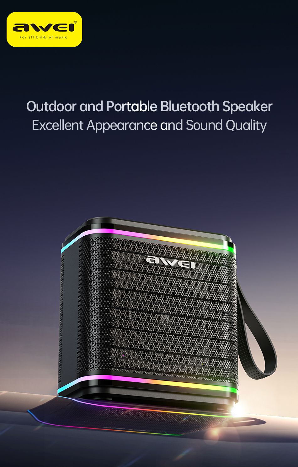 AWEI KA3 20W Wireless Bluetooth Soundbar,black