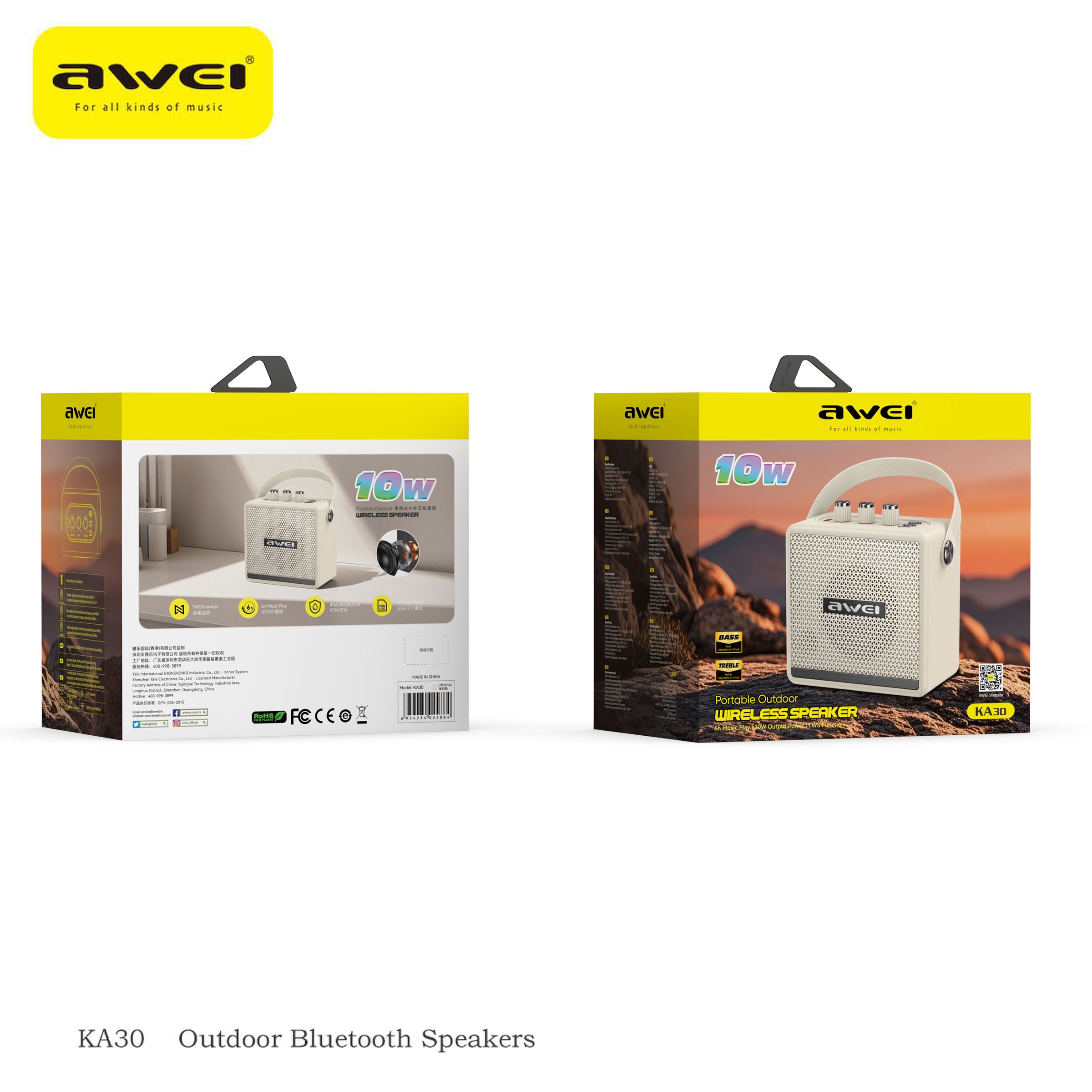 AWEI KA30 Mini Retro Bluetooth Speaker,white